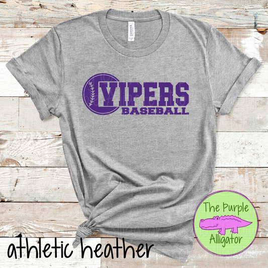 Vipers Baseball 12 - Custom Baseball Team Spirit Wear Tee Mascot Apparel 0126 TPA