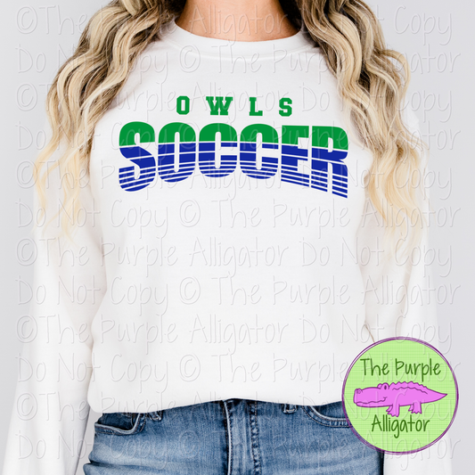 Owls Soccer SC18 Mascot School Spirit - CHOOSE YOUR DESIGN COLORS (d2f TPA)