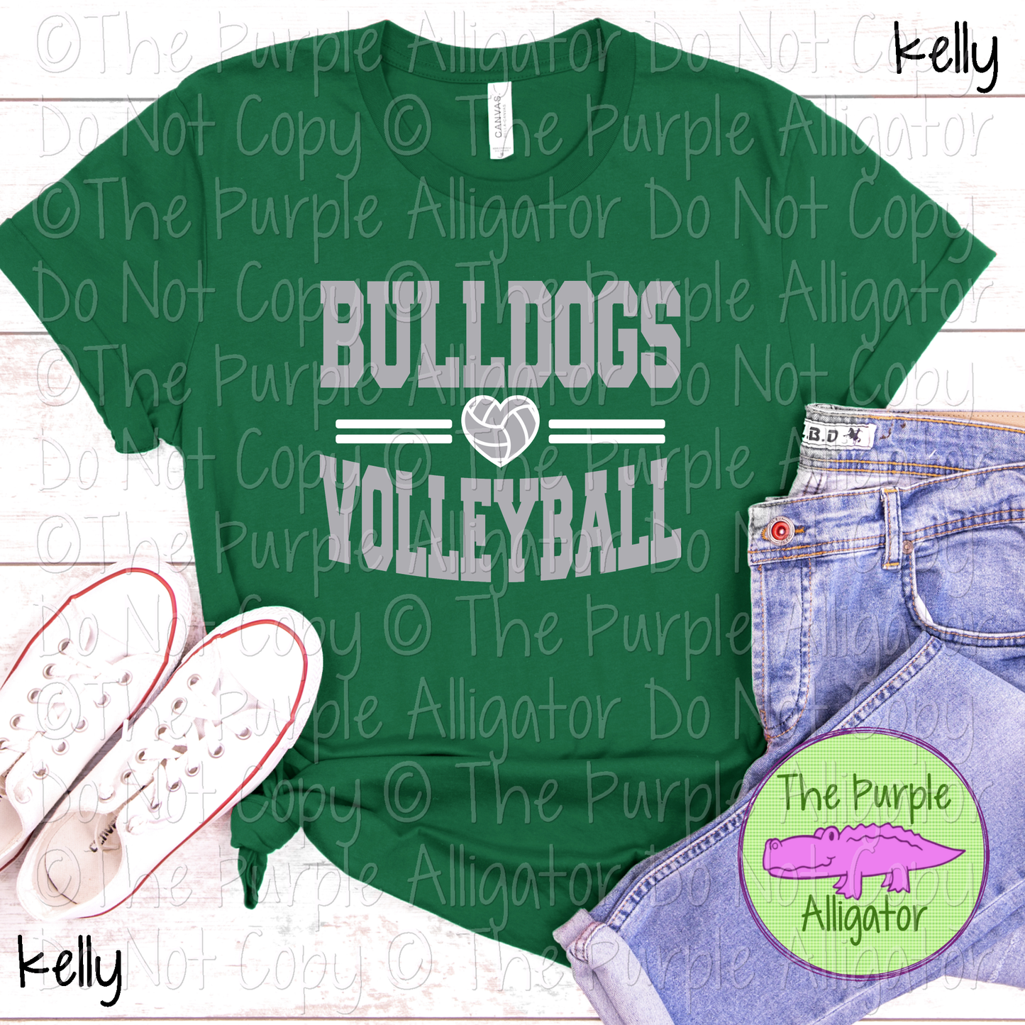 Bulldogs Volleyball Heart SC20 Mascot School Spirit Wear Team Swag - CHOOSE YOUR DESIGN COLORS - 0625 (d2f TPA)