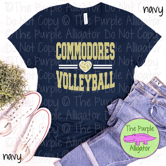 Commodores Volleyball Heart SC20 Mascot School Spirit Wear Team Swag - CHOOSE YOUR DESIGN COLORS - 0625 (d2f TPA)