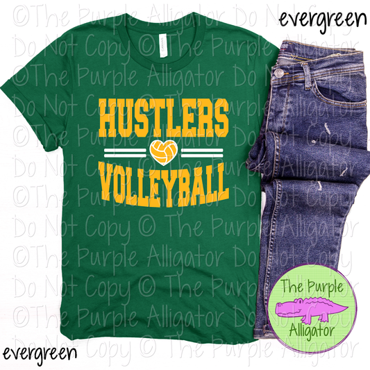 Hustlers Volleyball Heart SC20 Mascot School Spirit Wear Team Swag - CHOOSE YOUR DESIGN COLORS - 0625 (d2f TPA)