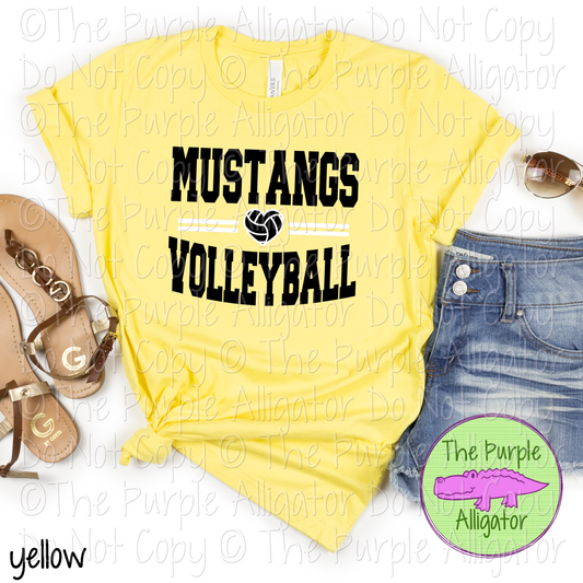 Mustangs Volleyball Heart SC20 Mascot School Spirit Wear Team Swag - CHOOSE YOUR DESIGN COLORS - 0625 (d2f TPA)