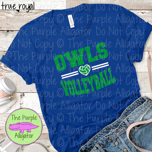 Owls Volleyball Heart SC20 Mascot School Spirit Wear Team Swag - CHOOSE YOUR DESIGN COLORS - 0625 (d2f TPA)
