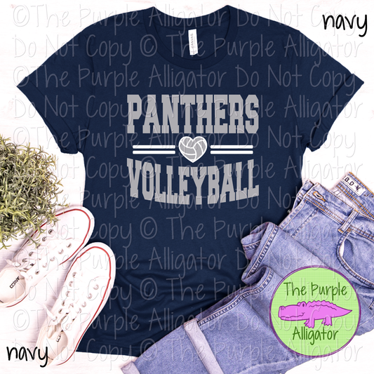 Panthers Volleyball Heart SC20 Mascot School Spirit Wear Team Swag - CHOOSE YOUR DESIGN COLORS - 0625 (d2f TPA)