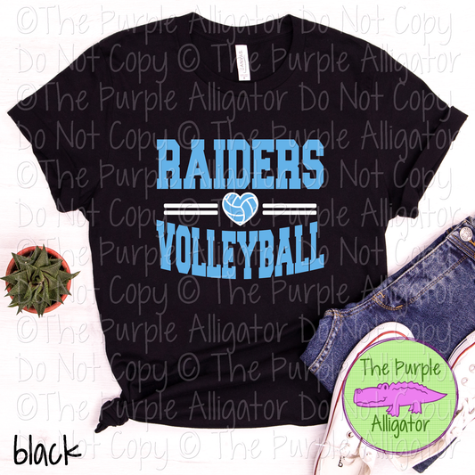 Raiders Volleyball Heart SC20 Mascot School Spirit Wear Team Swag - CHOOSE YOUR DESIGN COLORS - 0625 (d2f TPA)
