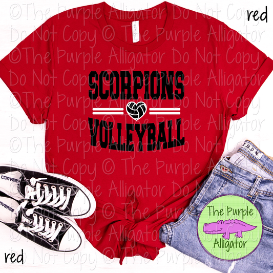 Scorpions Volleyball Heart SC20 Mascot School Spirit Wear Team Swag - CHOOSE YOUR DESIGN COLORS - 0625 (d2f TPA)