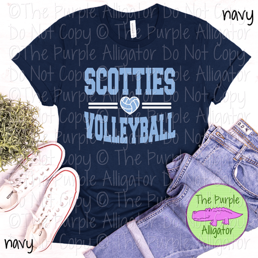 Scotties Volleyball Heart SC20 Mascot School Spirit Wear Team Swag - CHOOSE YOUR DESIGN COLORS - 0625 (d2f TPA)