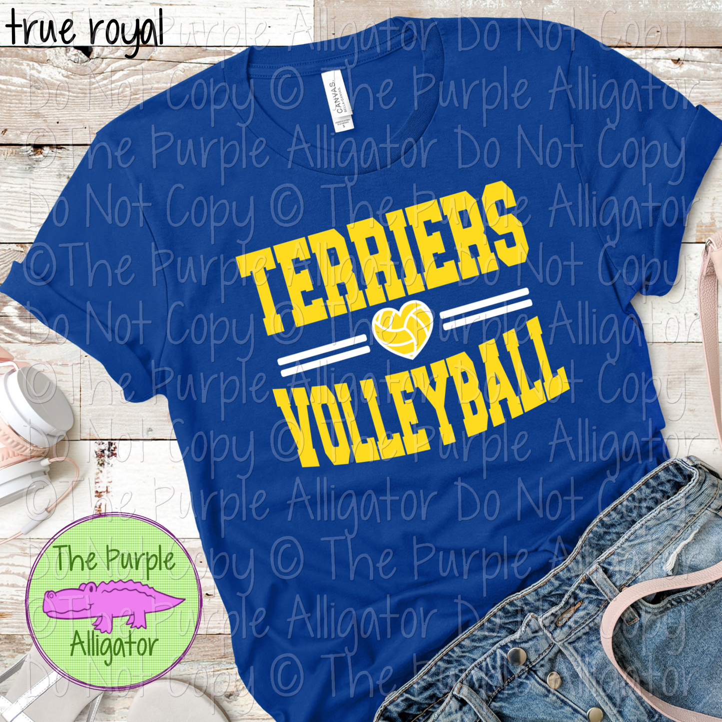 Terriers Volleyball Heart SC20 Mascot School Spirit Wear Team Swag - CHOOSE YOUR DESIGN COLORS - 0625 (d2f TPA)