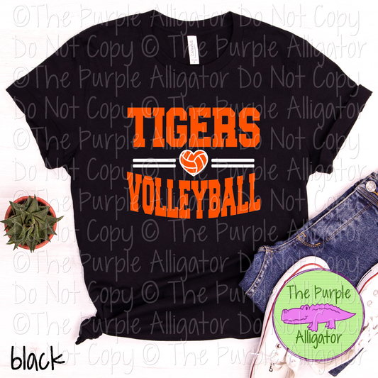 Tigers Volleyball Heart SC20 Mascot School Spirit Wear Team Swag - CHOOSE YOUR DESIGN COLORS - 0625 (d2f TPA)