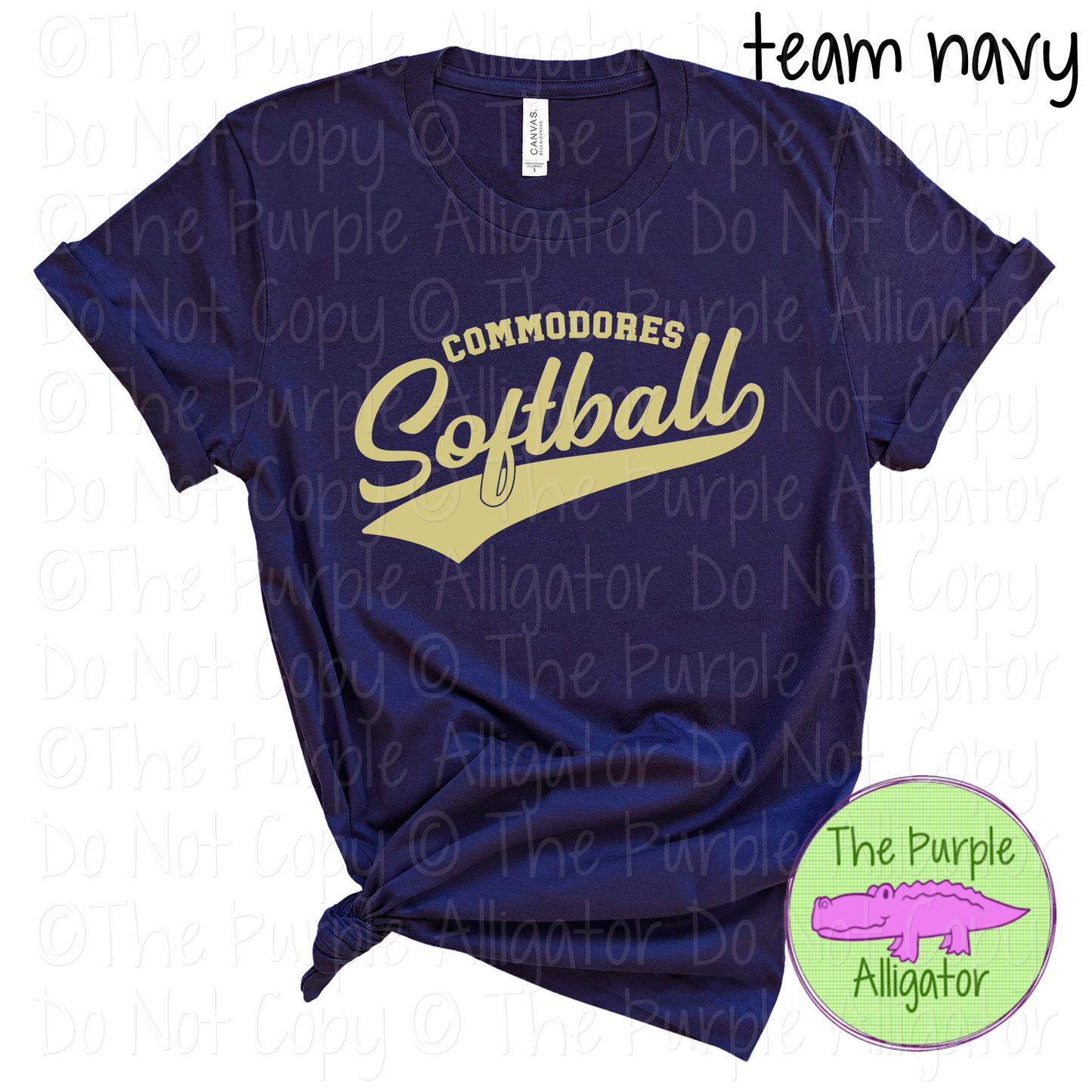 Commodores Softball 21 Classic Script Softball Spirit Wear Tee | Custom Single Color Print 0126 TPA
