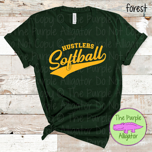 Hustlers Softball 21 Classic Script Softball Spirit Wear Tee | Custom Single Color Print 0126 TPA