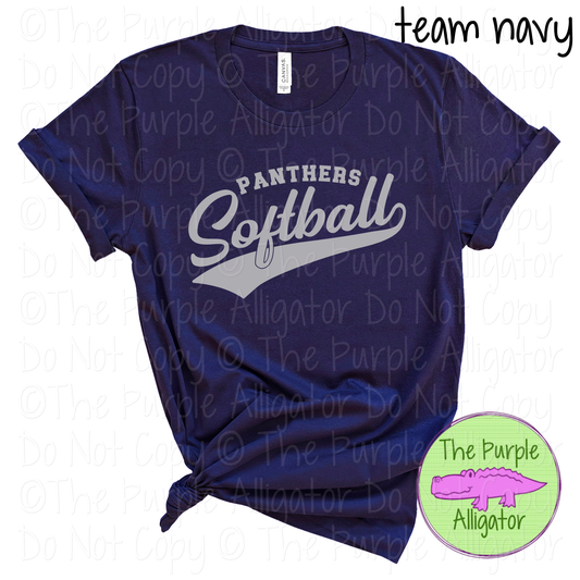 Panthers Softball 21 Classic Script Softball Spirit Wear Tee | Custom Single Color Print 0126 TPA