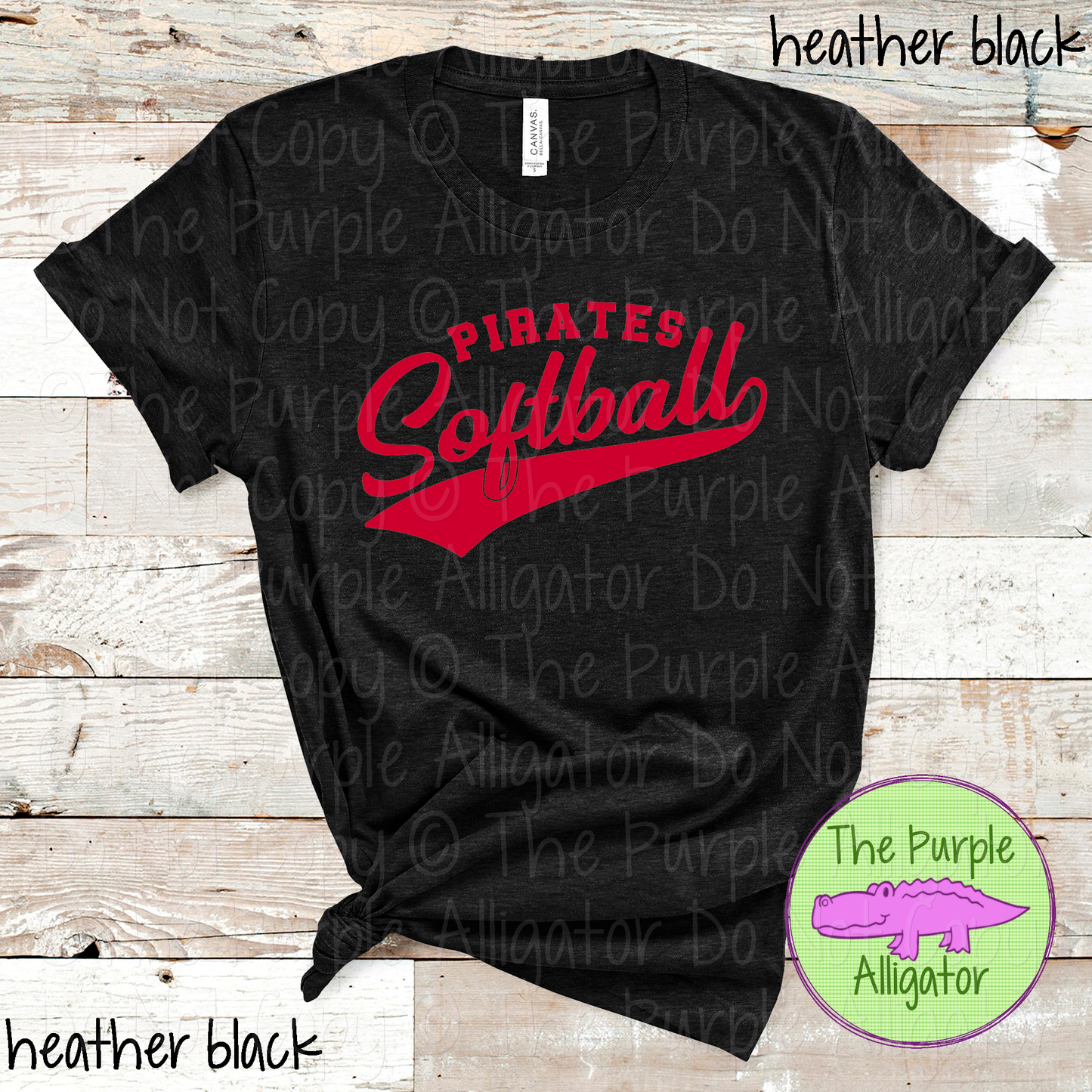 Pirates Softball 21 Classic Script Softball Spirit Wear Tee | Custom Single Color Print 0126 TPA