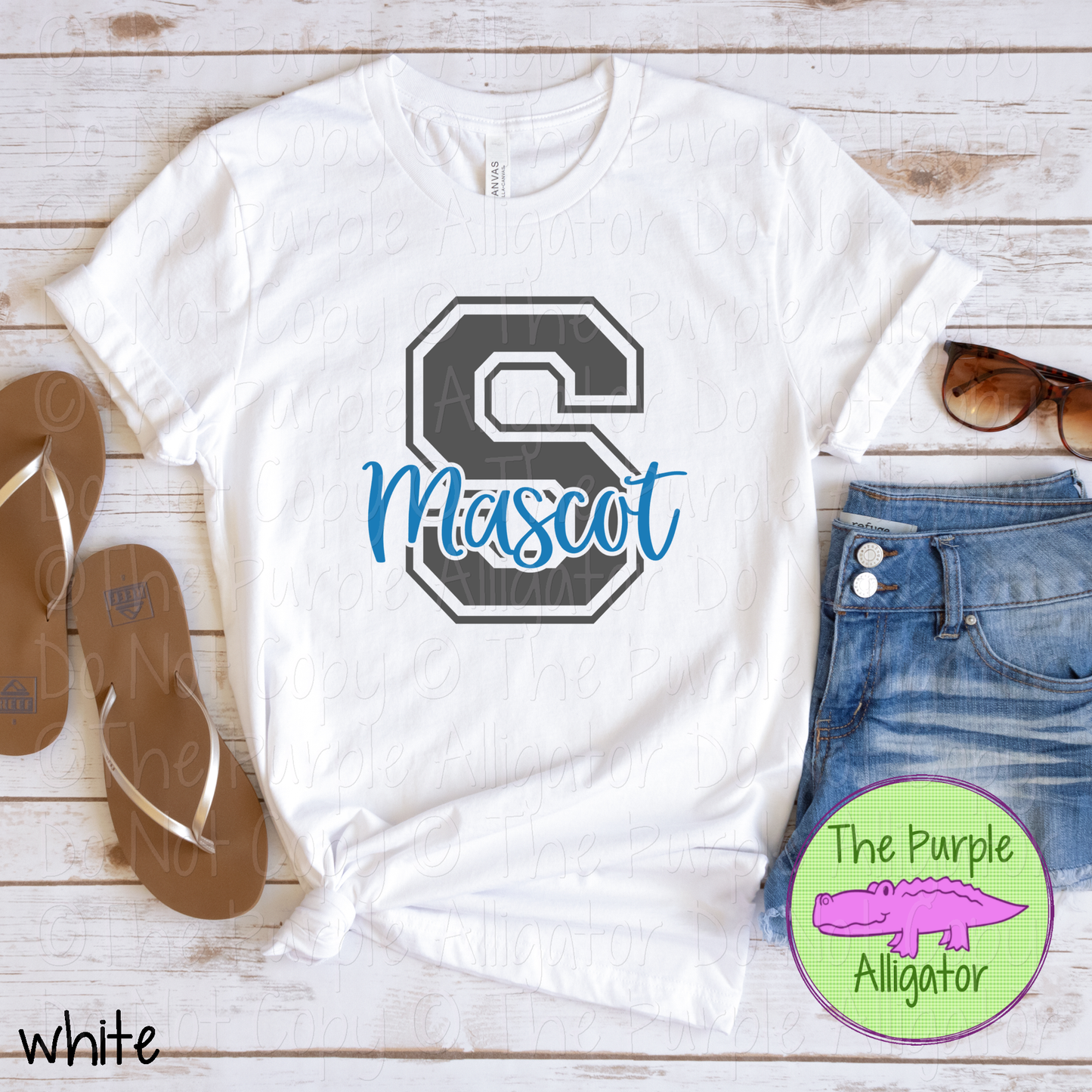 YOUR MASCOT 2 Color Initial Spirit Wear | Varsity Letter School Pride Shirt 0124 TPA