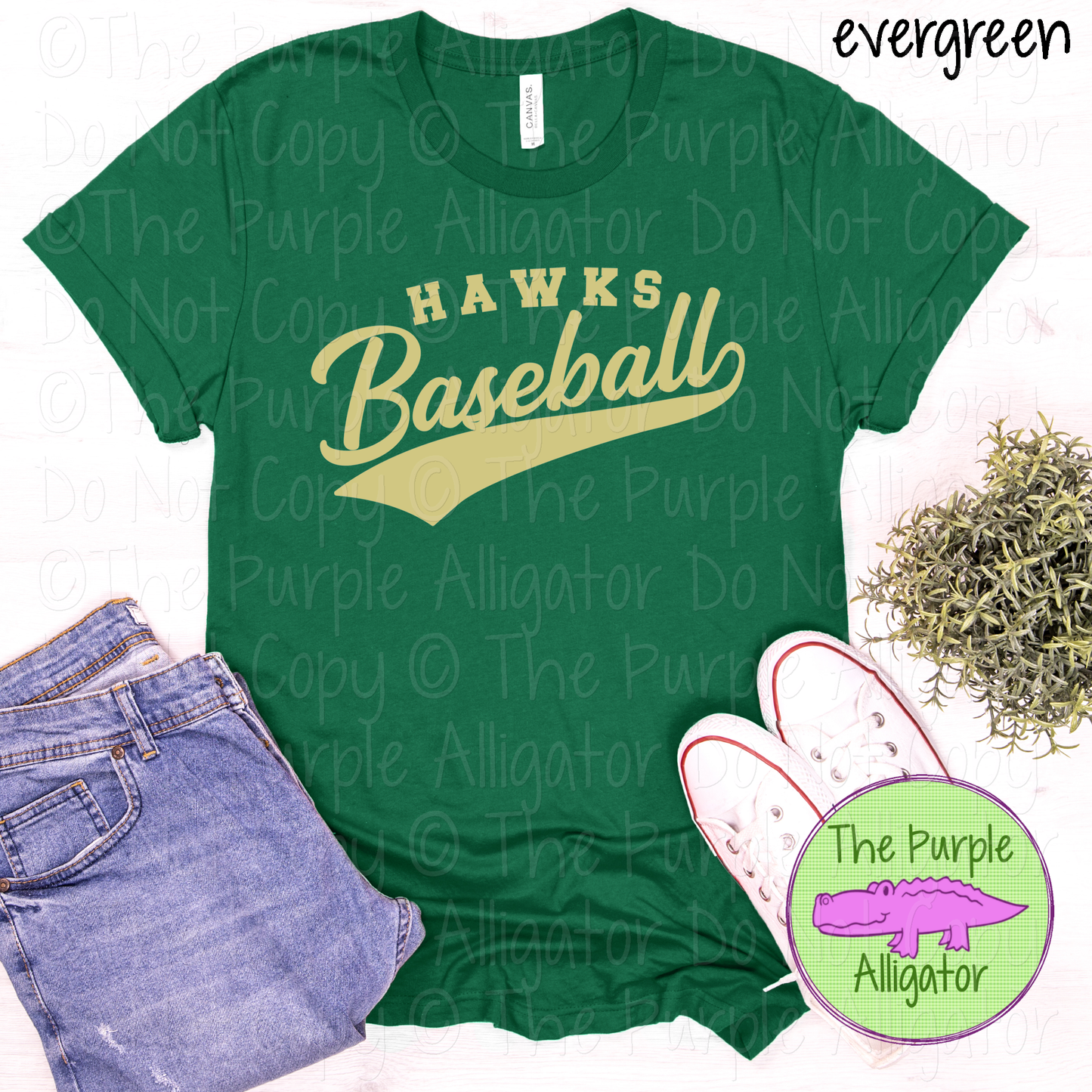 Hawks Baseball 23 - Classic Script Custom Baseball Team Spirit Wear Mascot Apparel 0126 TPA