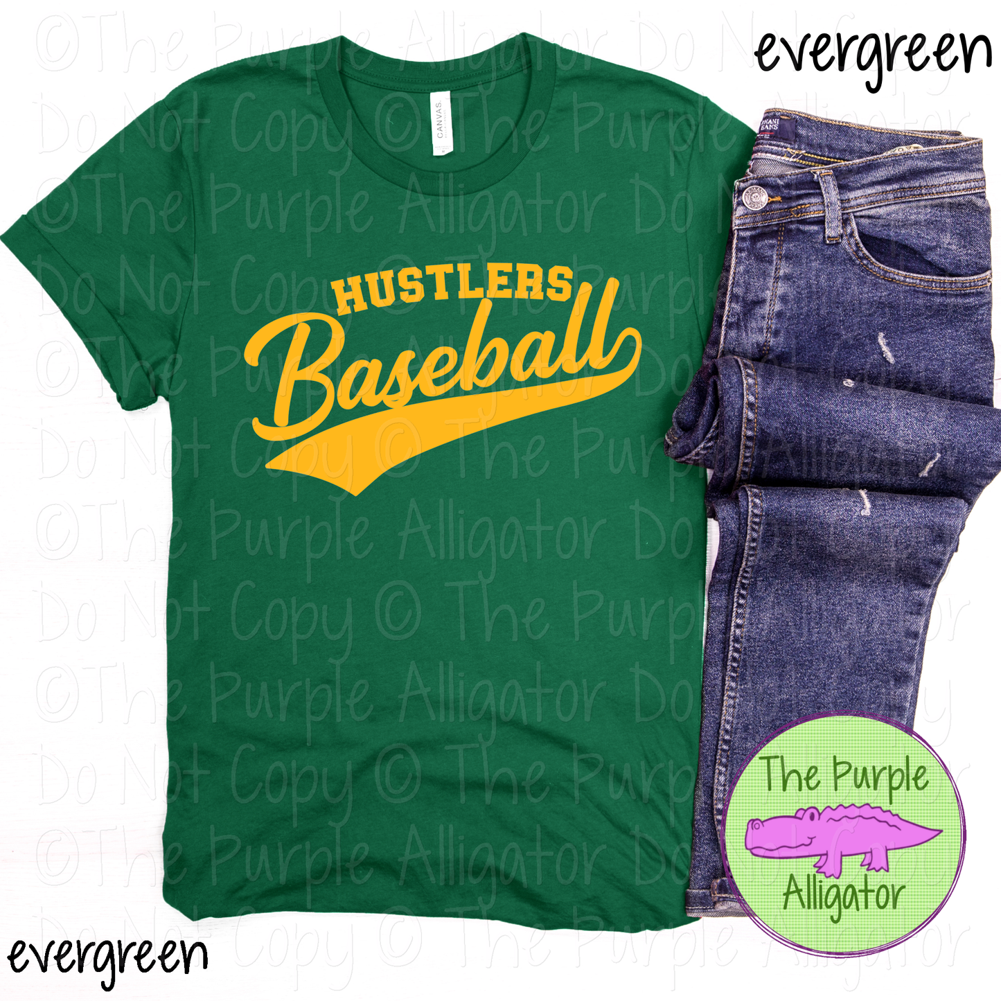 Hustlers Baseball 23 Classic Script Baseball Spirit Wear Tee | Custom Single Color Print 0126 TPA