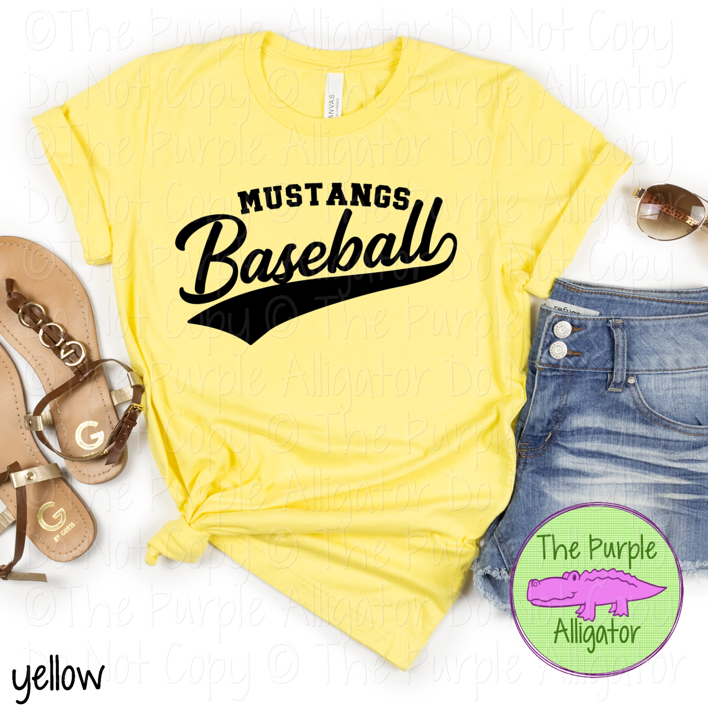 Mustangs Baseball 23 - Classic Script Custom Baseball Team Spirit Wear Mascot Apparel 0126 TPA