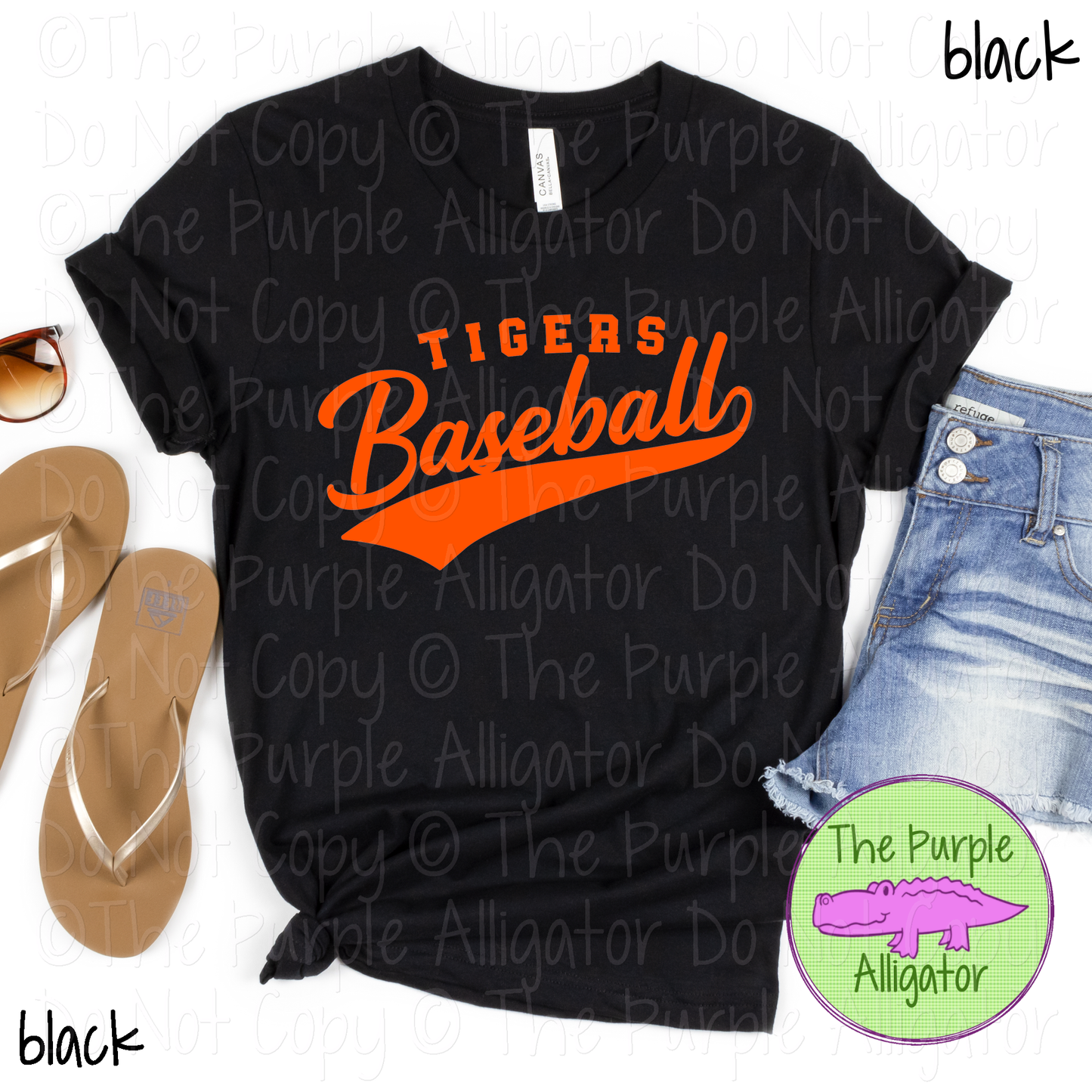 Tigers Baseball 23 - Classic Script Custom Baseball Team Spirit Wear Mascot Apparel 0126 TPA