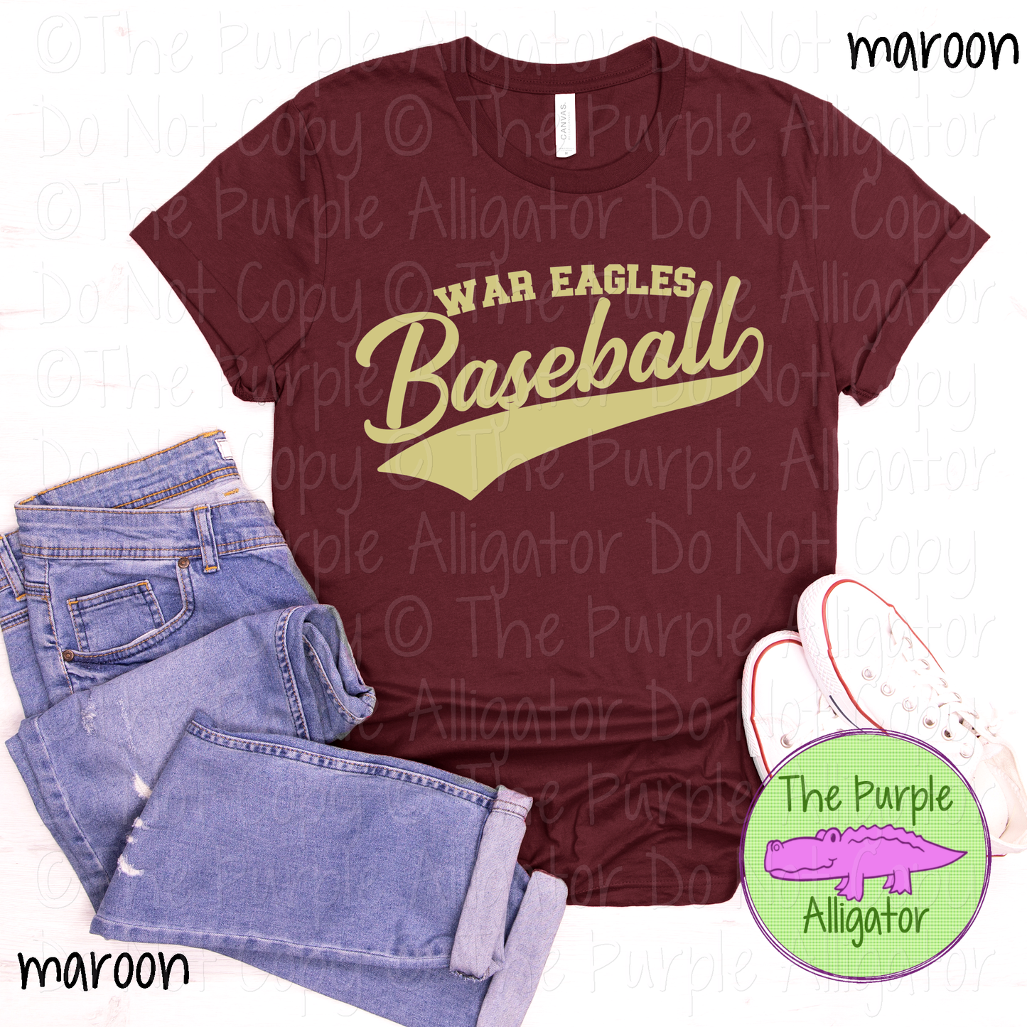 War Eagles Baseball 23 - Classic Script Custom Baseball Team Spirit Wear Mascot Apparel 0126 TPA