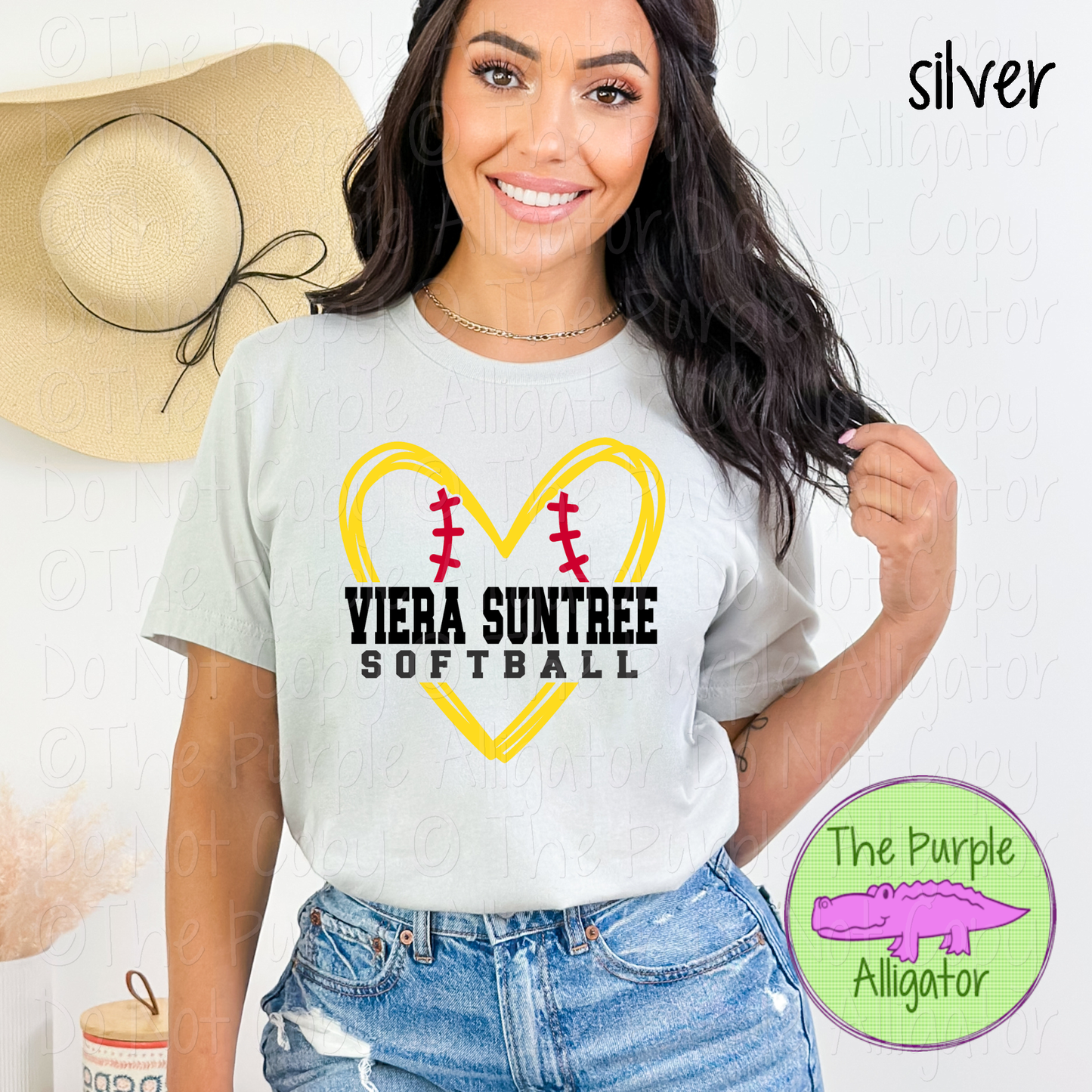 Viera Suntree Softball 26 Yellow Heart Stitch Mascot Softball Shirt 0326 TPA