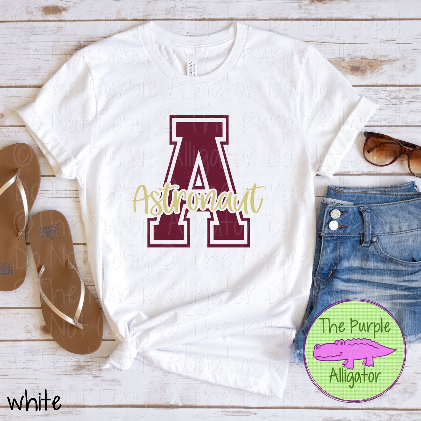 A Astronaut 2 Color Initial Spirit Wear | Varsity Letter School Pride Shirt 0124 TPA