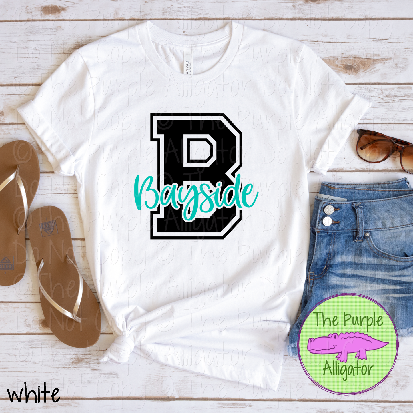 B Bayside 2 Color Initial Spirit Wear | Varsity Letter School Pride Shirt 0124 TPA