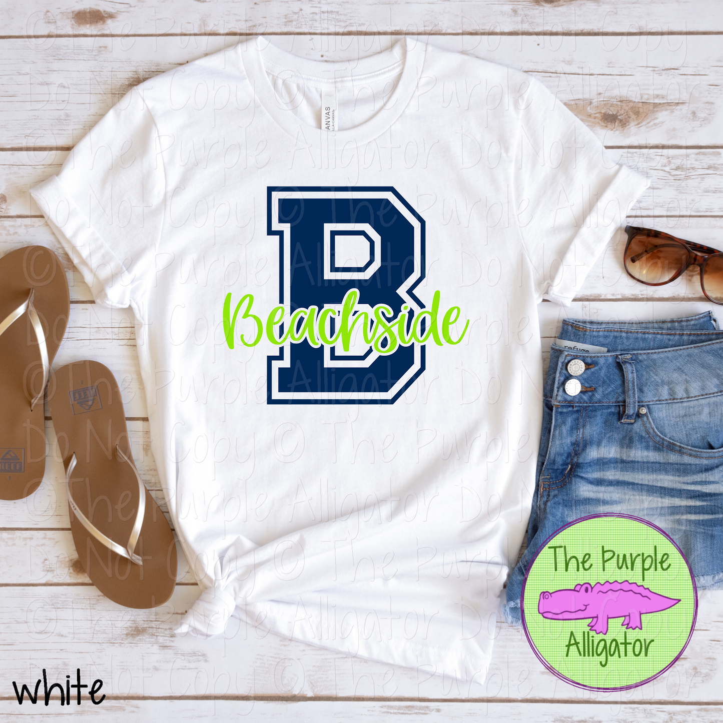 B Beachside 2 Color Initial Spirit Wear | Varsity Letter School Pride Shirt 0124 TPA