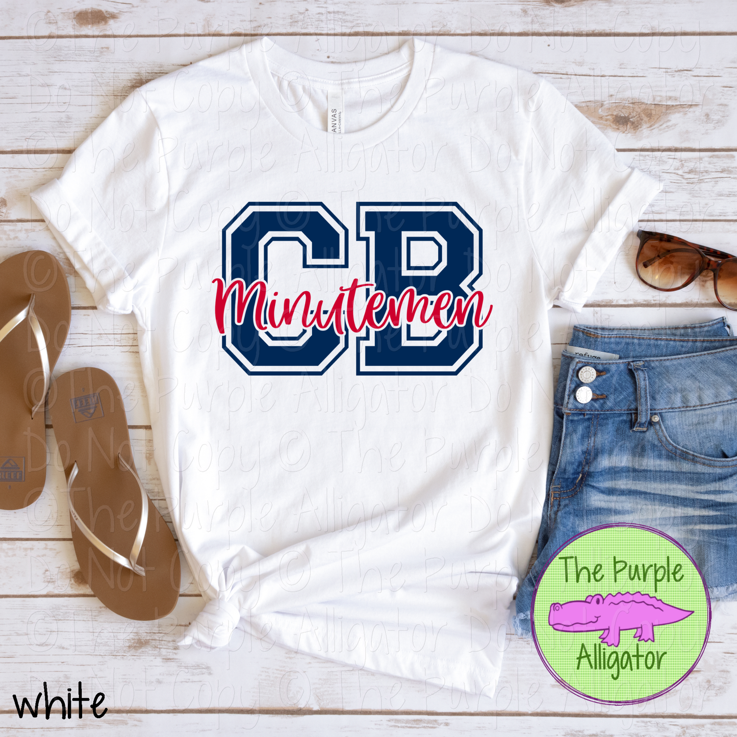CB Cocoa Beach Minutemen 2 Color Initial Spirit Wear | Varsity Letter School Mascot Shirt 0124 TPA