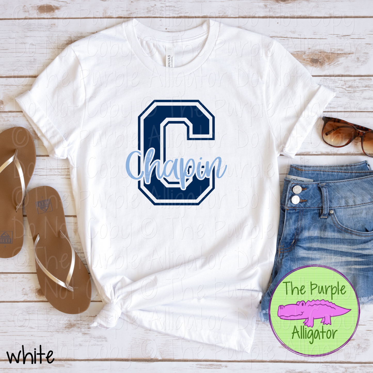 C Chapin 2 Color Initial Spirit Wear | Varsity Letter School Pride Shirt 0124 TPA