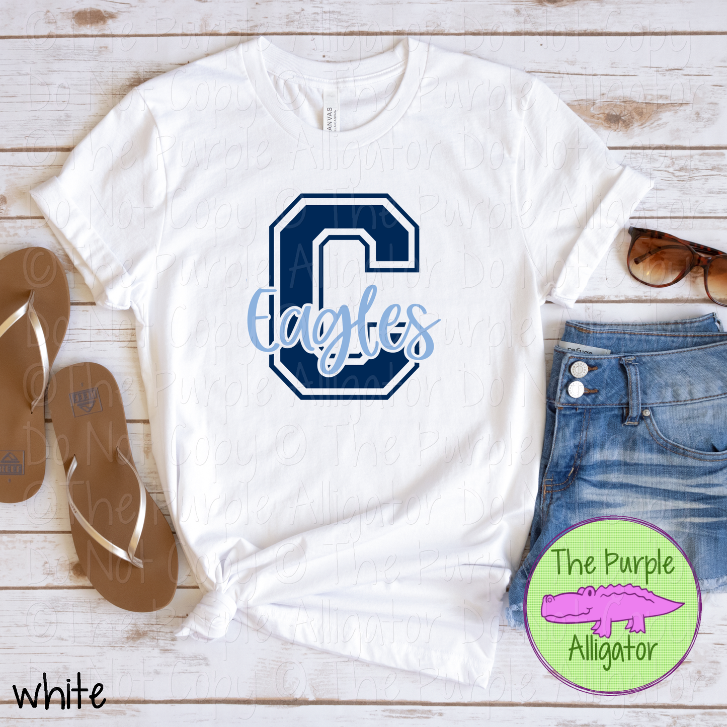 C Chapin Eagles 2 Color Initial Spirit Wear | Varsity Letter School Mascot Shirt 0124 TPA