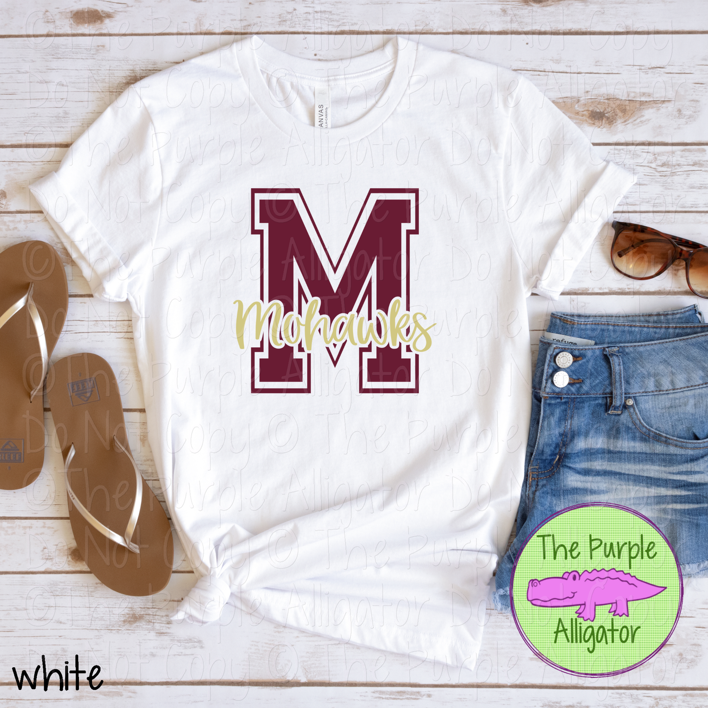M Madison Mohawks 2 Color Initial Spirit Wear | Varsity Letter School Pride Shirt 0124 TPA