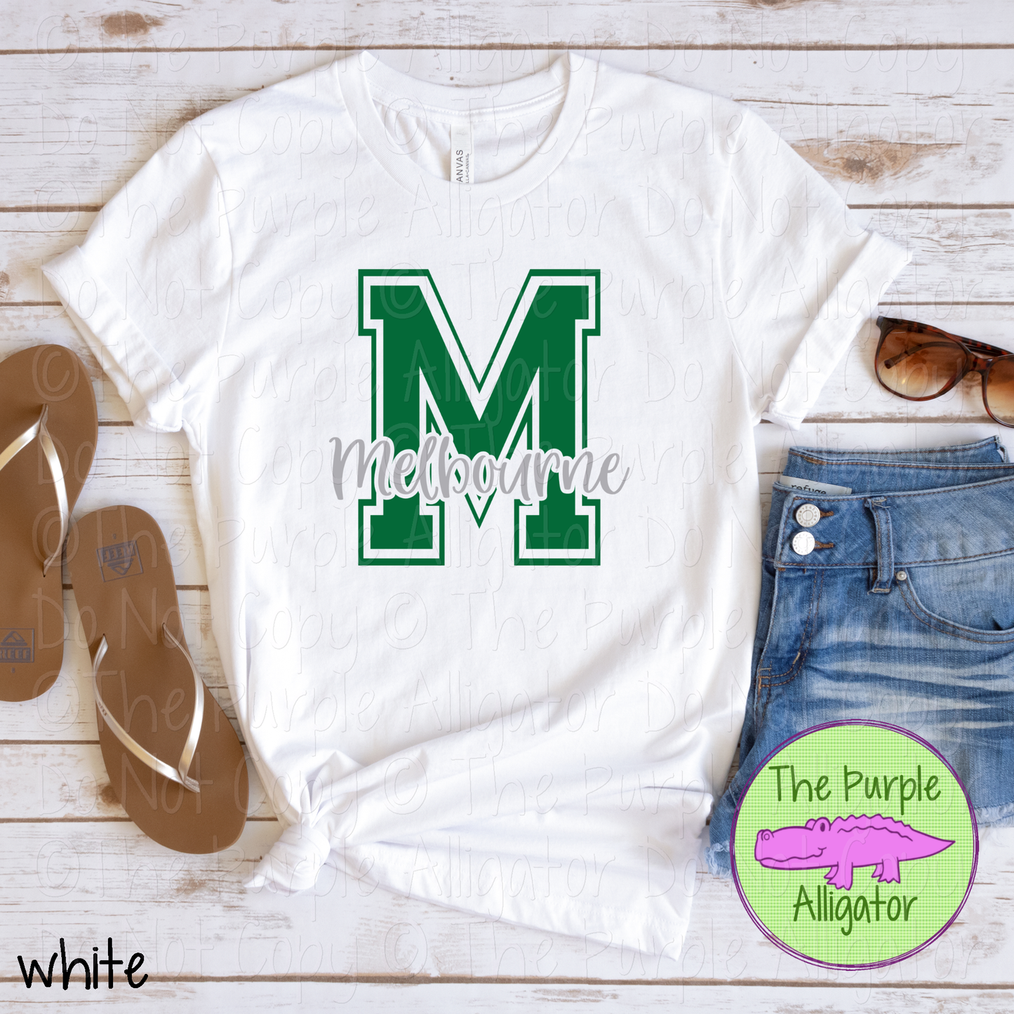 M Melbourne 2 Color Initial Spirit Wear | Varsity Letter School Pride Shirt 0124 TPA