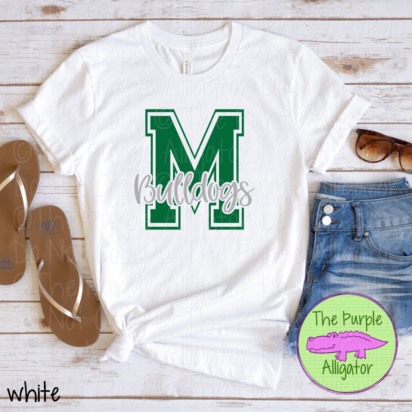 M Melbourne Bulldogs 2 Color Initial Spirit Wear | Varsity Letter School Mascot Shirt 0124 TPA