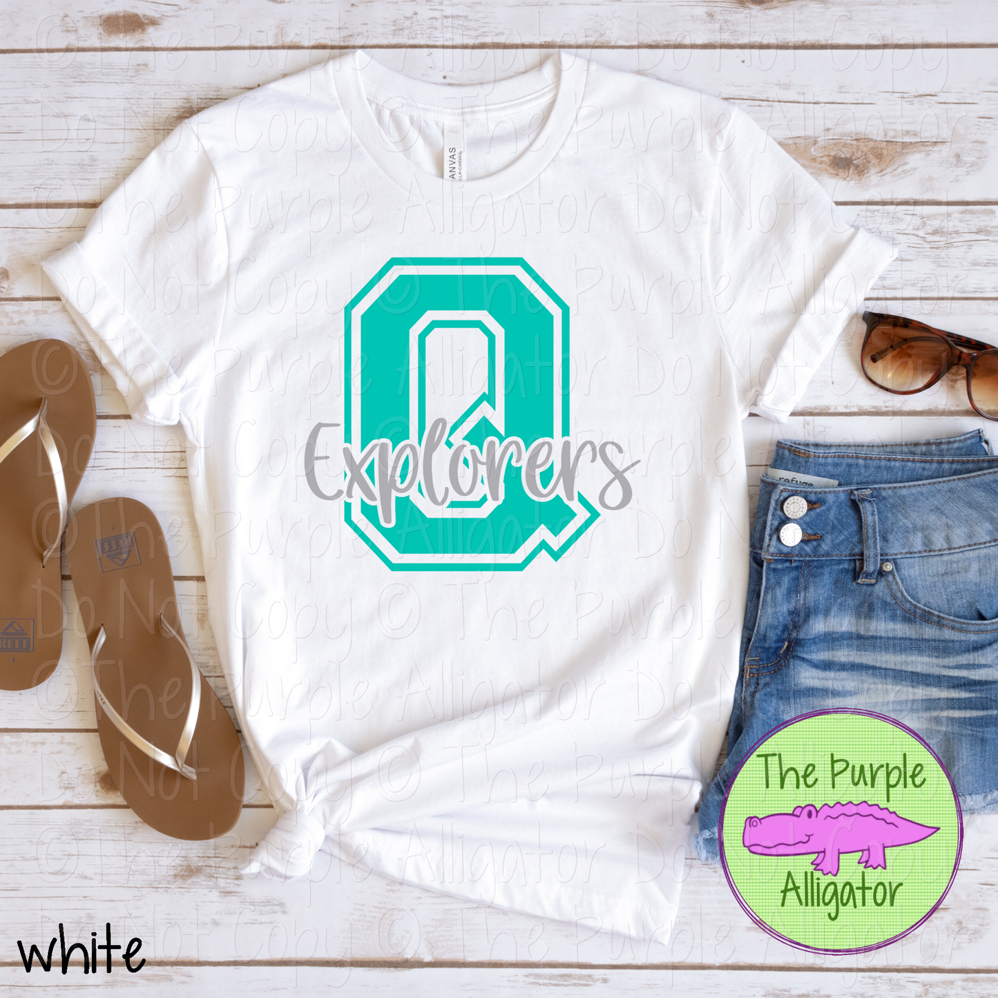 Q Quest Explorers 2 Color Initial Spirit Wear | Varsity Letter School Pride Shirt 0124 TPA