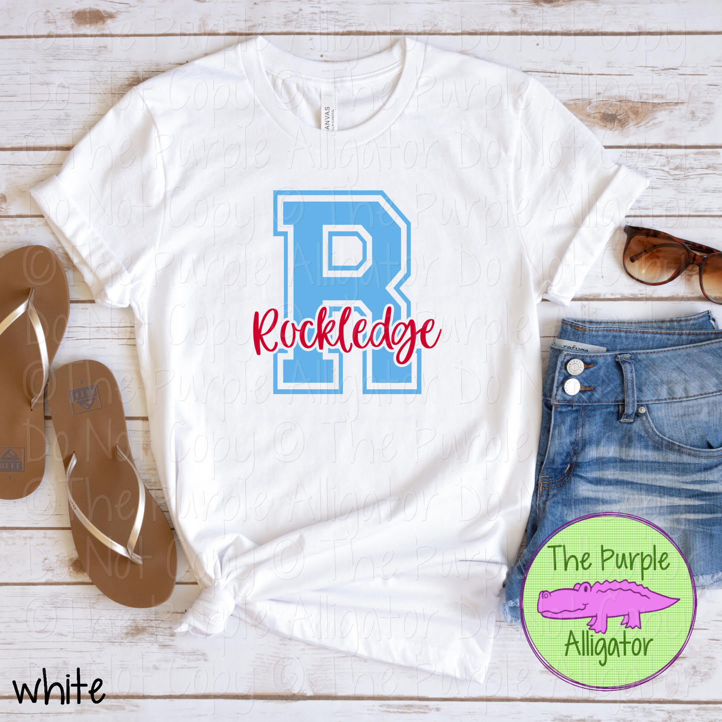 R Rockledge 2 Color Initial Spirit Wear | Varsity Letter School Pride Shirt 0124 TPA