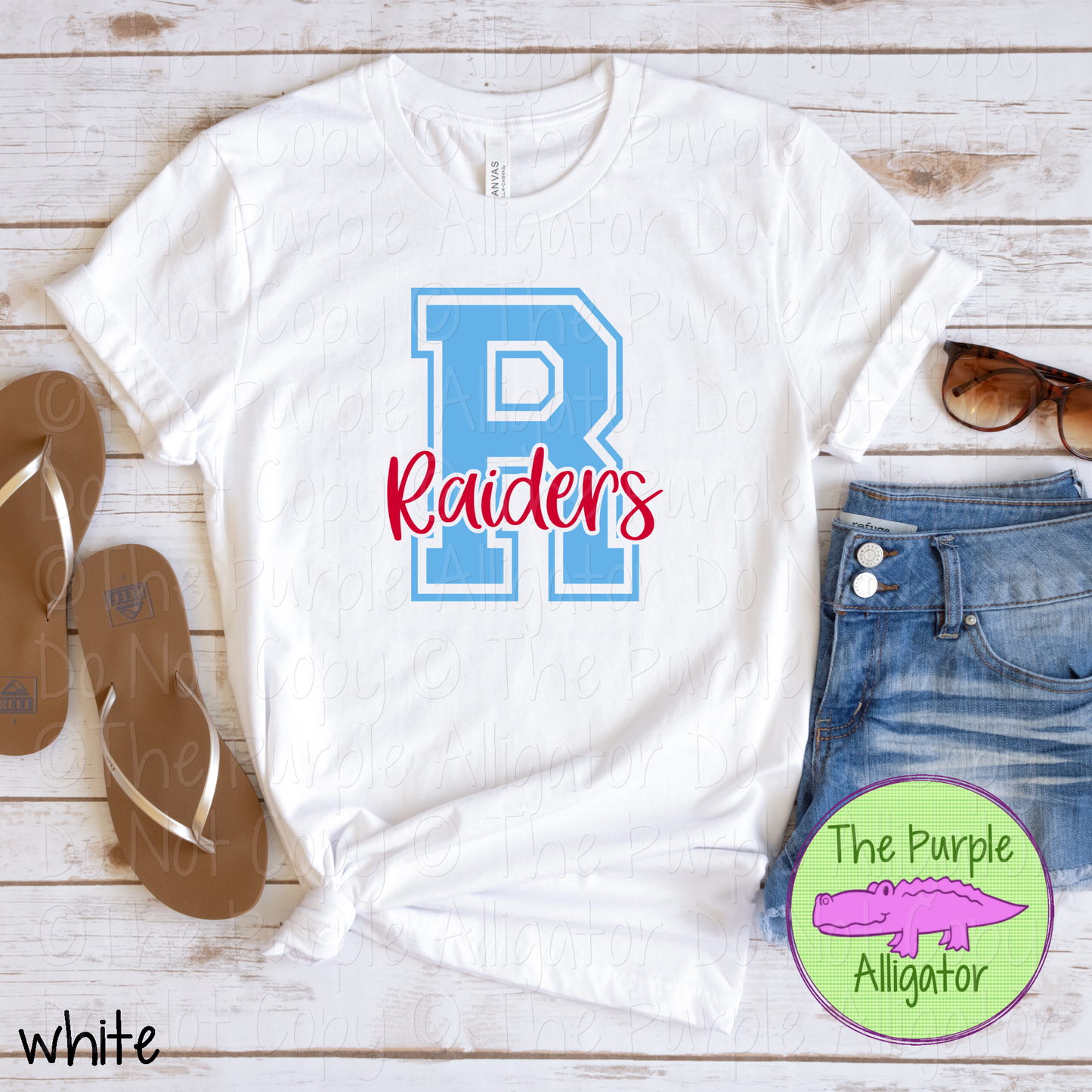 R Rockledge Raiders 2 Color Initial Spirit Wear | Varsity Letter School Pride Shirt 0124 TPA