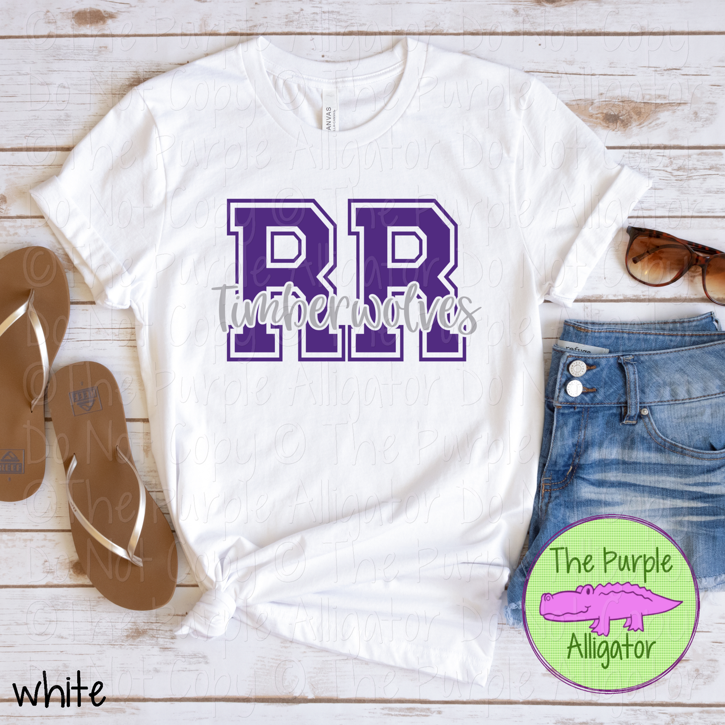 RR River Ridge Timberwolves 2 Color Initial Spirit Wear | Varsity Letter School Pride Shirt 0124 TPA