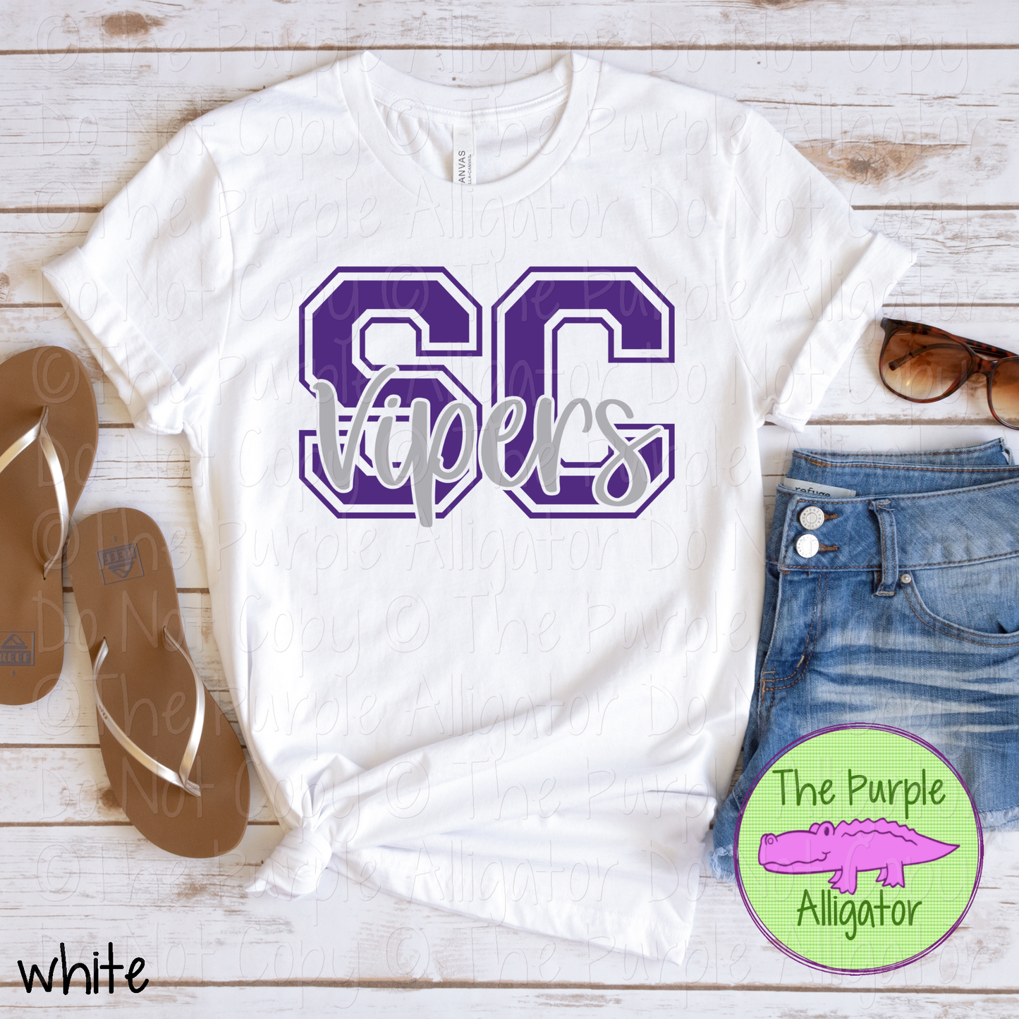 SC Space Coast Vipers 2 Color Initial Spirit Wear | Varsity Letter School Pride Shirt 0124 TPA