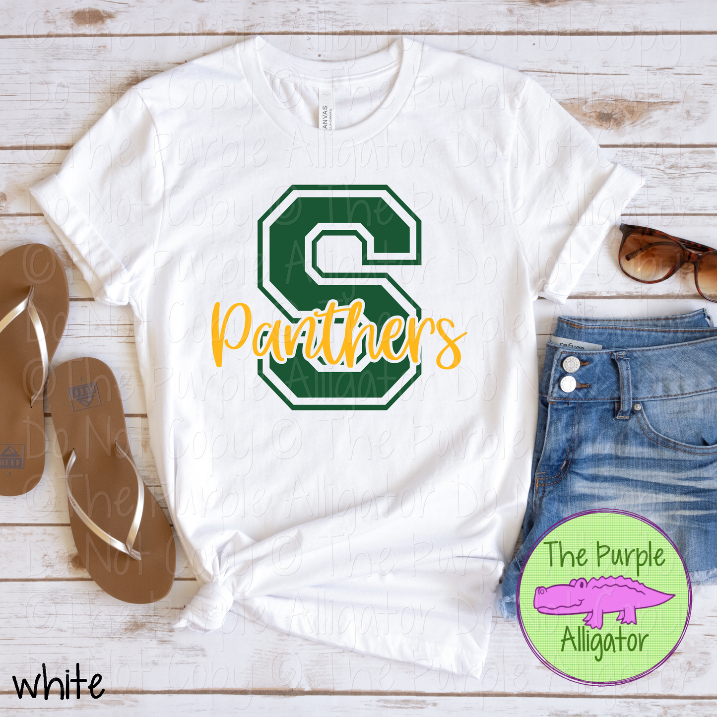 S Suntree Panthers 2 Color Initial Spirit Wear | Varsity Letter School Pride Shirt 0124 TPA