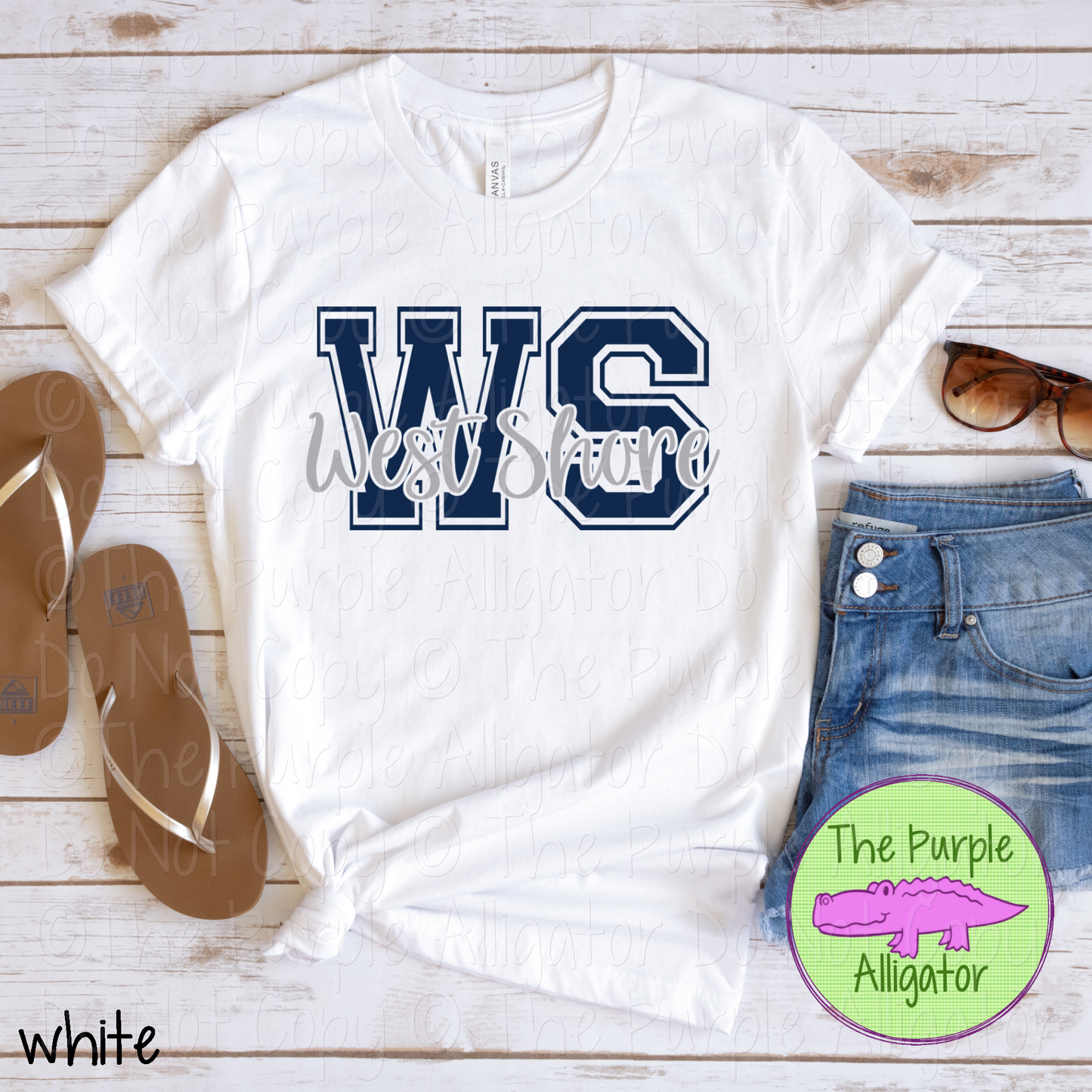 WS West Shore 2 Color Initial Spirit Wear | Varsity Letter School Pride Shirt 0124 TPA