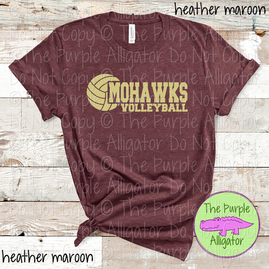 Mohawks Volleyball SC31 Mascot School Spirit Wear Team Swag - CHOOSE YOUR DESIGN COLOR - 0625 (d2f TPA)