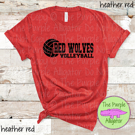 Red Wolves Volleyball SC31 Mascot School Spirit Wear Team Swag - CHOOSE YOUR DESIGN COLOR - 0625 (d2f TPA)