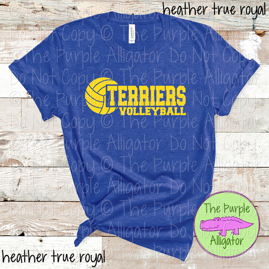 Terriers Volleyball SC31 Mascot School Spirit Wear Team Swag - CHOOSE YOUR DESIGN COLOR - 0625 (d2f TPA)