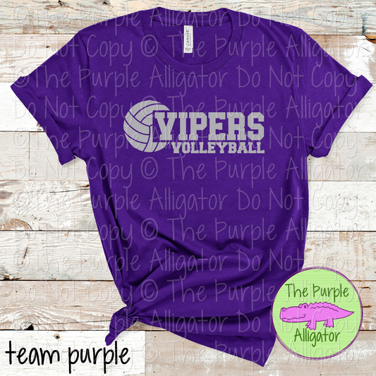 Vipers Volleyball SC31 Mascot School Spirit Wear Team Swag - CHOOSE YOUR DESIGN COLOR - 0625 (d2f TPA)