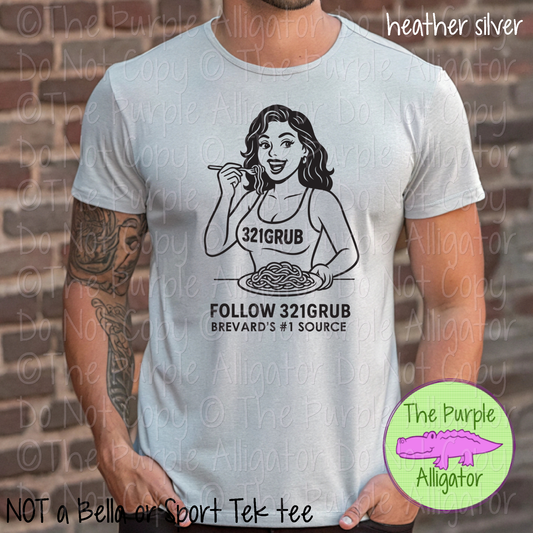 321 Grub Spaghetti Girl | Funny Foodie Shirt | 321 Area Code Local Biz Merch - CHOOSE YOUR DESIGN COLOR - 0725 (d2f TPA)