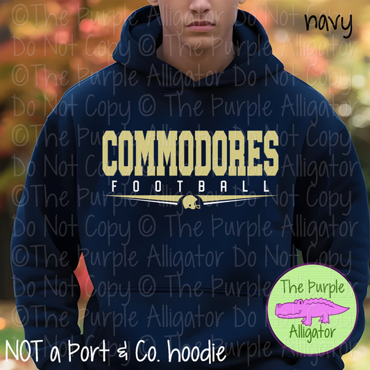 Commodores Football SC37 School Mascot Spirit Wear Design | Custom Team Apparel - CHOOSE YOUR DESIGN COLOR - 0725 (d2f TPA)