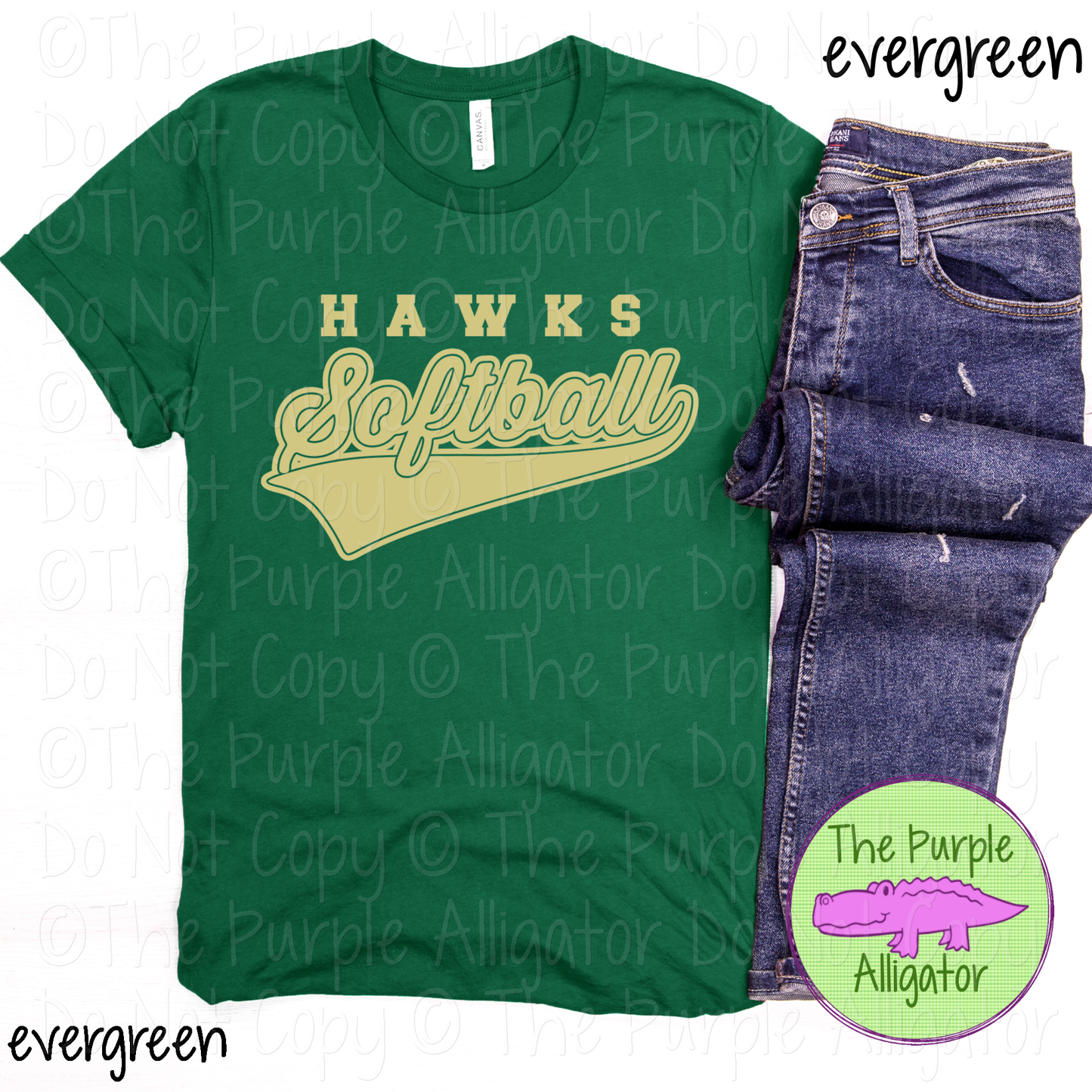 Hawks Softball 38 | Retro Script Softball Spirit Wear | Game Day Fan Tee 0126 TPA