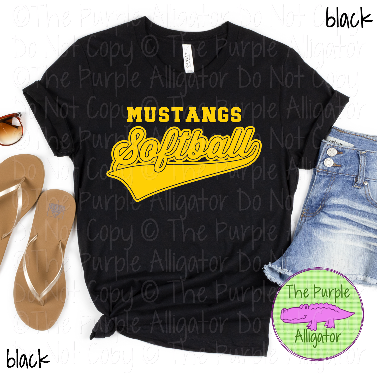 Mustangs Softball 38 | Retro Script Softball Spirit Wear | Game Day Fan Tee 0126 TPA