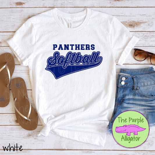 Panthers Softball 38 | Retro Script Softball Spirit Wear | Game Day Fan Tee 0126 TPA