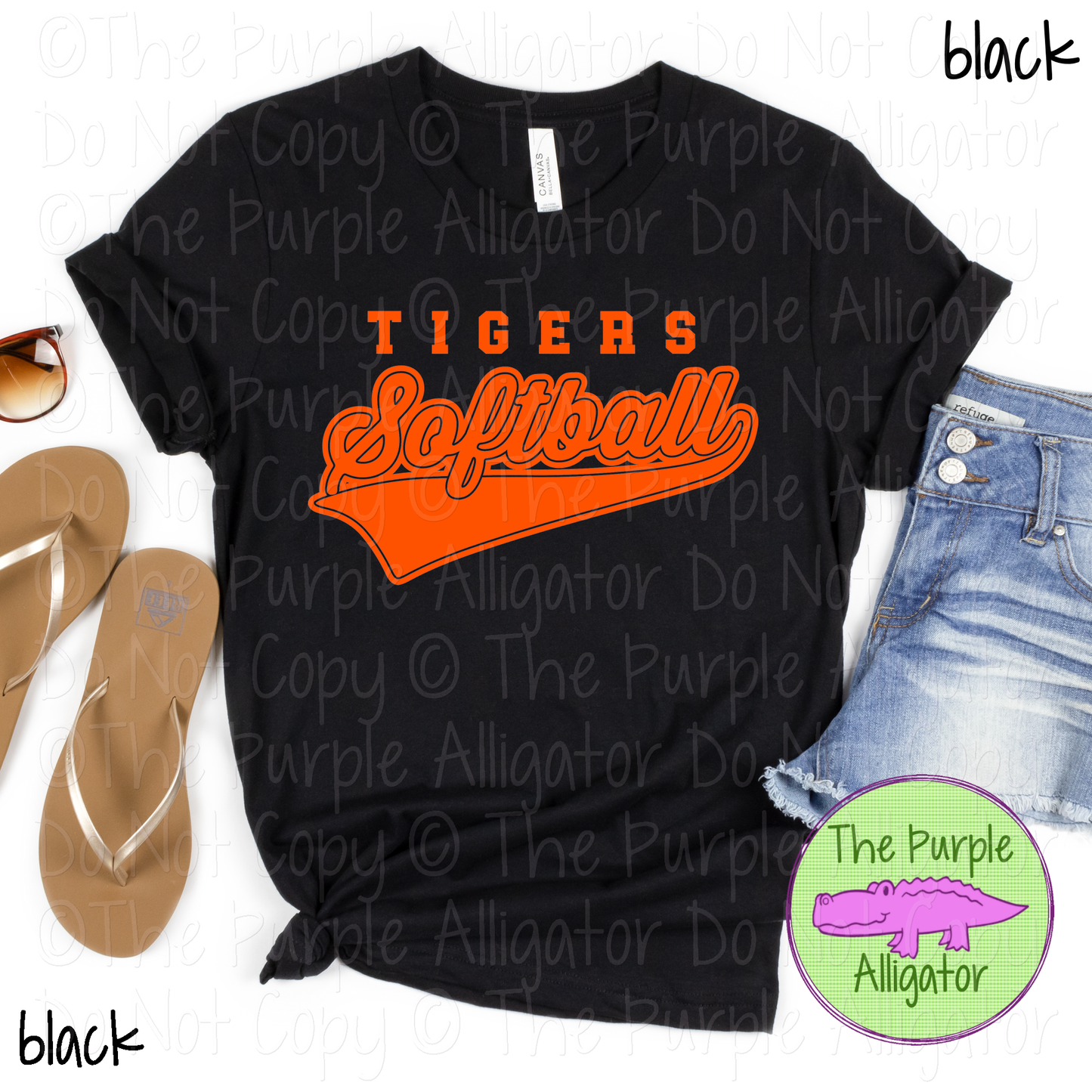 Tigers Softball 38 | Retro Script Softball Spirit Wear | Game Day Fan Tee 0126 TPA